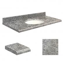 Transolid Q3122-4I-E-W-1 - Quartz 31 -in x 22-in 1 Sink Bathroom Vanity Top with Beveled Edge, Single Faucet Hole, and White