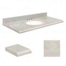 Transolid Q3122-4S-E-W-8C - Quartz 31 -in x 22-in 1 Sink Bathroom Vanity Top with Beveled Edge, 8-in Contour, and White Bowl i