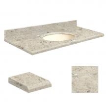 Transolid Q3122-6D-E-B-1 - Quartz 31-in x 22-in Bathroom Vanity Top with Beveled Edge, Single Faucet Hole, and Biscuit Bowl i