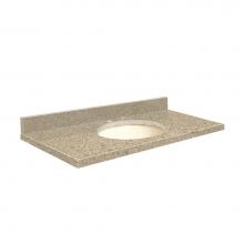 Transolid Q3719-3G-A-B-1 - Quartz 37-in x 19-in Bathroom Vanity Top with Eased Edge, Single Faucet Hole, and Biscuit Bowl in