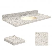 Transolid Q3719-4N-A-B-8 - Quartz 37-in x 19-in Bathroom Vanity Top with Eased Edge, 8-in Centerset, and Biscuit Bowl in Almo