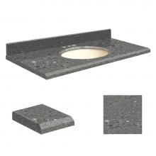 Transolid Q3719-4T-E-B-8 - Quartz 37-in x 19-in Bathroom Vanity Top with Beveled Edge, 8-in Centerset, and Biscuit Bowl in Gr
