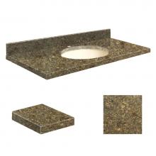 Transolid Q3722-4J-A-B-1 - Quartz 37-in x 22-in Bathroom Vanity Top with Eased Edge, Single Faucet Hole, and Biscuit Bowl in