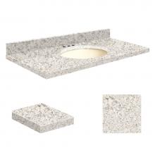 Transolid Q3722-4N-A-B-8 - Quartz 37-in x 22-in Bathroom Vanity Top with Eased Edge, 8-in Centerset, and Biscuit Bowl in Almo