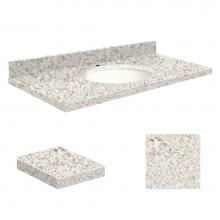 Transolid Q3722-4N-A-W-1 - Quartz 37-in x 22-in Bathroom Vanity Top with Eased Edge, Single Faucet Hole, and White Bowl in Al