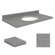 Transolid Q3722-4R-A-W-1 - Quartz 37-in x 22-in Bathroom Vanity Top with Eased Edge, Single Faucet Hole, and White Bowl in Ur