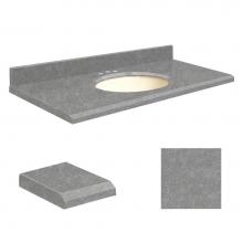 Transolid Q3722-4R-E-B-8C - Quartz 37-in x 22-in Bathroom Vanity Top with Beveled Edge, 8-in Contour, and Biscuit Bowl in Urba