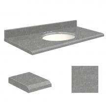 Transolid Q3722-4R-E-W-8C - Quartz 37 -in x 22-in 1 Sink Bathroom Vanity Top with Beveled Edge, 8-in Contour, and White Bowl i