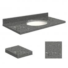 Transolid Q3722-4T-A-W-4 - Quartz 37-in x 22-in Bathroom Vanity Top with Eased Edge, 4-in Centerset, and White Bowl in Greyst