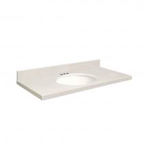 Transolid Q4322-3A-A-W-4 - Quartz 43-in x 22-in Bathroom Vanity Top with Eased Edge, 4-in Centerset, and White Bowl in Milan