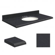 Transolid Q4322-4P-E-W-8C - Quartz 43-in x 22-in Bathroom Vanity Top with Beveled Edge, 8-in Contour, and White Bowl in Black