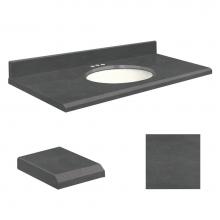 Transolid Q4322-6B-E-W-4 - Quartz 43-in x 22-in Bathroom Vanity Top with Beveled Edge, 4-in Centerset, and White Bowl in Blac