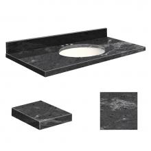 Transolid Q4322-6E-A-W-8C - Quartz 43-in x 22-in Bathroom Vanity Top with Eased Edge, 8-in Contour, and White Bowl in Milky Wa