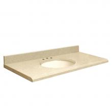 Transolid Q4919-3X-E-B-8C - Quartz 49-in x 19-in Bathroom Vanity Top with Beveled Edge, 8-in Contour, and Biscuit Bowl in Natu