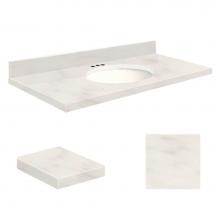 Transolid Q4919-4M-A-W-4 - Quartz 49-in x 19-in Bathroom Vanity Top with Eased Edge, 4-in Centerset, and White Bowl in Antiqu