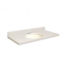 Transolid Q4922-3A-A-B-4 - Quartz 49-in x 22-in Bathroom Vanity Top with Eased Edge, 4-in Centerset, and Biscuit Bowl in Mila