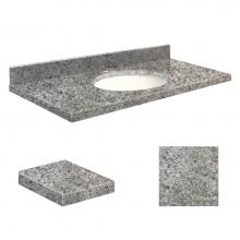 Transolid Q4922-4I-A-W-1 - Quartz 49-in x 22-in Bathroom Vanity Top with Eased Edge, Single Faucet Hole, and White Bowl in Ov
