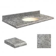 Transolid Q4922-4I-E-B-8C - Quartz 49-in x 22-in Bathroom Vanity Top with Beveled Edge, 8-in Contour, and Biscuit Bowl in Over