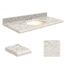 Transolid Q4922-4N-E-B-8C - Quartz 49-in x 22-in Bathroom Vanity Top with Beveled Edge, 8-in Contour, and Biscuit Bowl in Almo