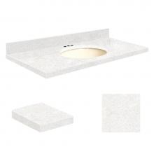 Transolid Q4922-4W-A-B-4 - Quartz 49-in x 22-in Bathroom Vanity Top with Eased Edge, 4-in Centerset, and Biscuit Bowl in Natu
