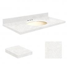 Transolid Q4922-4W-A-B-8 - Quartz 49-in x 22-in Bathroom Vanity Top with Eased Edge, 8-in Centerset, and Biscuit Bowl in Natu