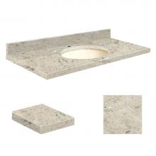 Transolid Q4922-6D-A-B-1 - Quartz 49-in x 22-in Bathroom Vanity Top with Eased Edge, Single Faucet Hole, and Biscuit Bowl in
