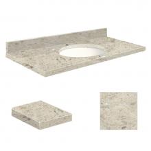 Transolid Q4922-6D-A-W-1 - Quartz 49-in x 22-in Bathroom Vanity Top with Eased Edge, Single Faucet Hole, and White Bowl in Ca