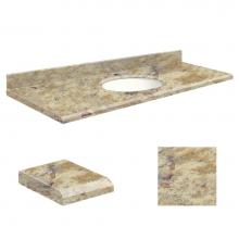 Transolid Q6122-4V-E-W-1 - Quartz 61-in x 22-in Bathroom Vanity Top with Beveled Edge, 8-in Contour, and Biscuit Bowl in Trai