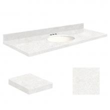 Transolid Q6122-4W-A-W-4 - Quartz 61-in x 22-in Bathroom Vanity Top with Eased Edge, 4-in Centerset, and White Bowl in Natura