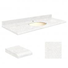 Transolid Q6122-4W-E-B-1 - Quartz 61-in x 22-in Bathroom Vanity Top with Beveled Edge, Single Faucet Hole, and Biscuit Bowl i