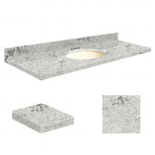 Transolid Q6122-6C-A-B-4 - Quartz 61-in x 22-in Bathroom Vanity Top with Eased Edge, 4-in Centerset, and Biscuit Bowl in Wint