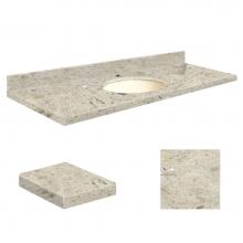 Transolid Q6122-6D-A-B-1 - Quartz 61-in x 22-in Bathroom Vanity Top with Eased Edge, Single Faucet Hole, and Biscuit Bowl in