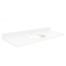 Transolid Q6122-N1-E-W-1 - Quartz 61-in x 22-in Bathroom Vanity Top with Beveled Edge, Single Faucet Hole, and White Bowl in