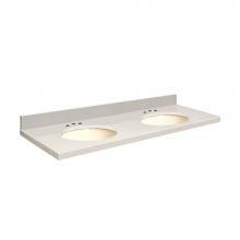 Transolid Q61222-3A-A-B-8C - Quartz 61-in x 22-in Double Sink Bathroom Vanity Top with Eased Edge, 8-in Contour, and Biscuit Bo