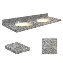 Transolid Q61222-4I-A-B-8 - Quartz 61-in x 22-in Double Sink Bathroom Vanity Top with Eased Edge, 8-in Centerset, and Biscuit
