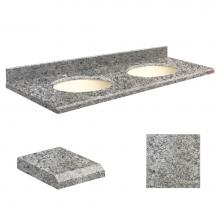 Transolid Q61222-4I-E-B-1 - Quartz 61-in x 22-in Double Sink Bathroom Vanity Top with Beveled Edge, Single Faucet Hole, and Bi