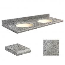 Transolid Q61222-4I-E-B-8C - Quartz 61-in x 22-in Double Sink Bathroom Vanity Top with Beveled Edge, 8-in Contour, and Biscuit