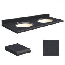 Transolid Q61222-4P-E-B-4 - Quartz 61-in x 22-in Double Sink Bathroom Vanity Top with Beveled Edge, 4-in Centerset, and Biscui