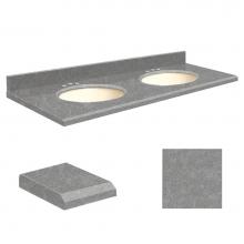 Transolid Q61222-4R-E-B-8C - Quartz 61-in x 22-in Double Sink Bathroom Vanity Top with Beveled Edge, 8-in Contour, and Biscuit