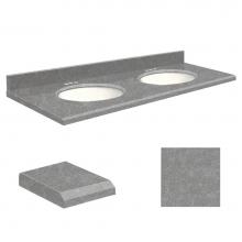 Transolid Q61222-4R-E-W-4 - Quartz 61-in x 22-in Double Sink Bathroom Vanity Top with Beveled Edge, 4-in Centerset, and White