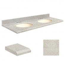 Transolid Q61222-4S-E-B-8 - Quartz 61-in x 22-in Double Sink Bathroom Vanity Top with Beveled Edge, 8-in Centerset, and Biscui