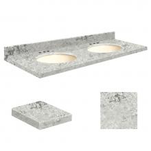 Transolid Q61222-6C-A-B-8 - Quartz 61-in x 22-in Double Sink Bathroom Vanity Top with Eased Edge, 8-in Centerset, and Biscuit