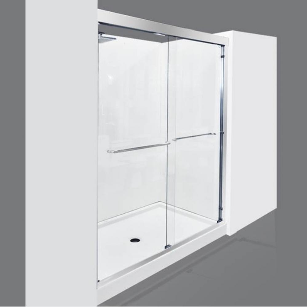 Rolling Shower Door and a Single Fixed Panel