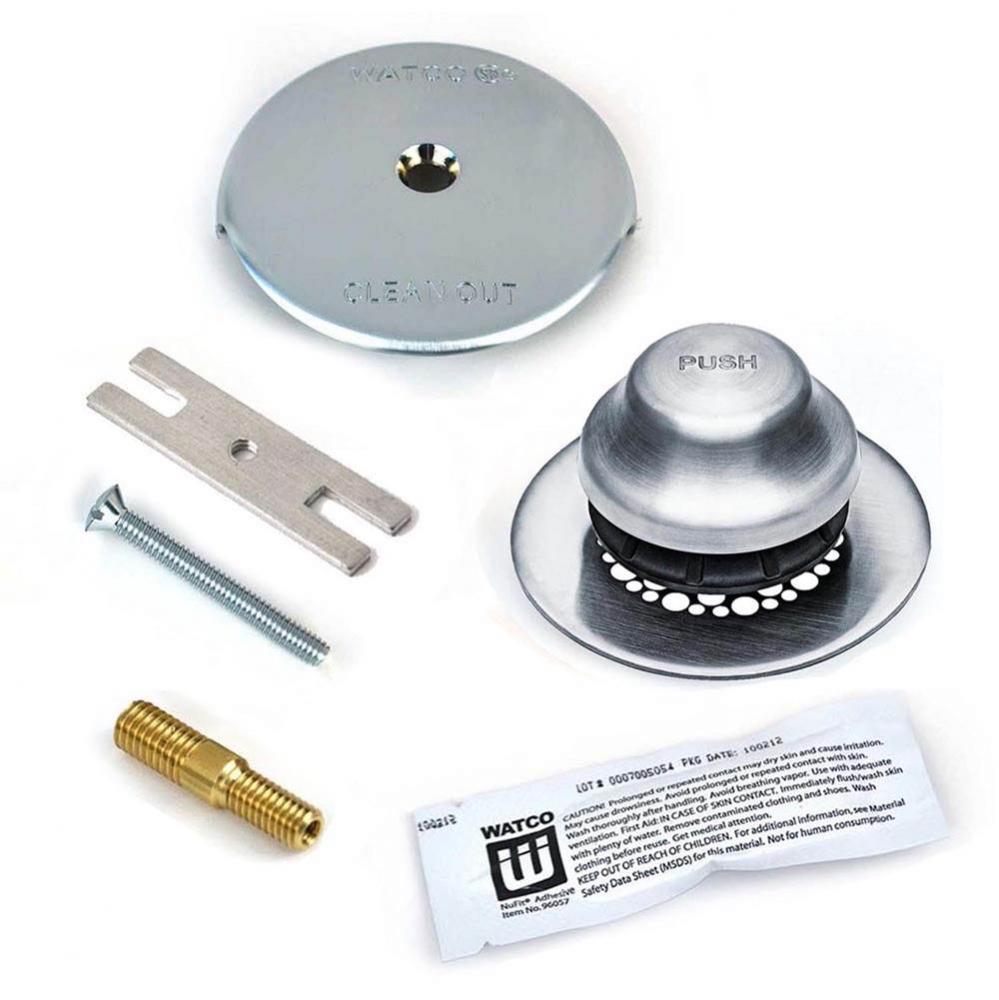 Universal Nufit Foot Actuated Trim Kit - Silicone Chrome Plated Grid Strainer 3/8-5/16 Adapter Pin