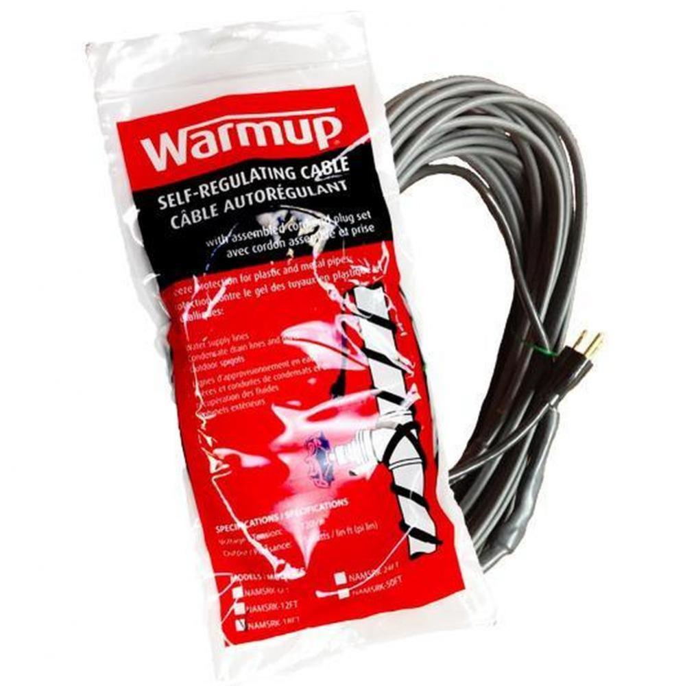 Self Regulating Heater Cable Kit, 120V, 6 ft long pre-terminated with Plug