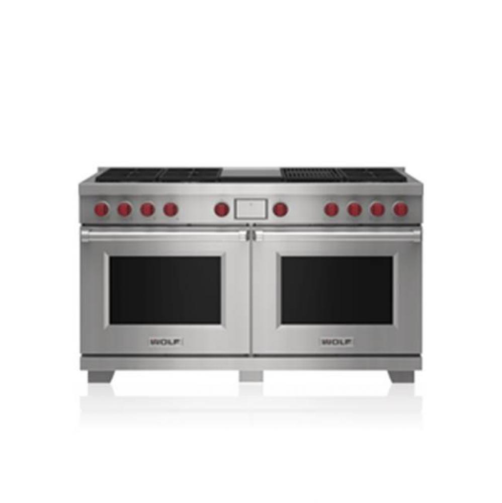 60' Dual Fuel Range - 6 Burners, Infrared Charbroiler And Infrared Griddle - NG