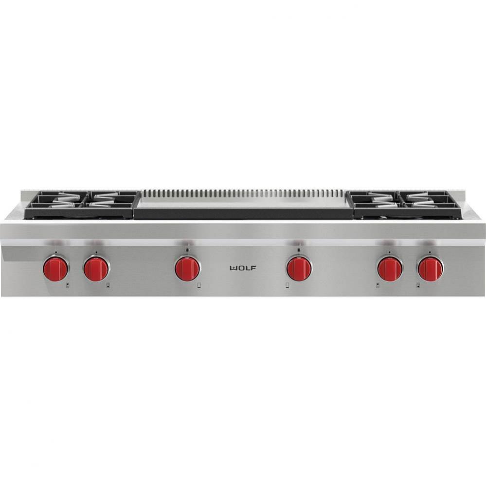 48'' Sealed Burner Rangetop, 4 Burner, Double Griddle, Ng