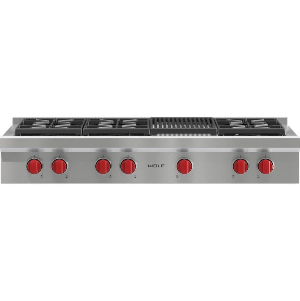 48'' Sealed Burner Rangetop, 6 Burner, Charbroiler, Ng