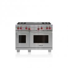 Wolf DF484DG - 48'' DUAL FUEL, 4 BURNER, DOUBLE GRIDDLE,