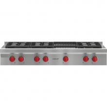 Wolf SRT486C - 48'' Sealed Burner Rangetop, 6 Burner, Charbroiler, Ng